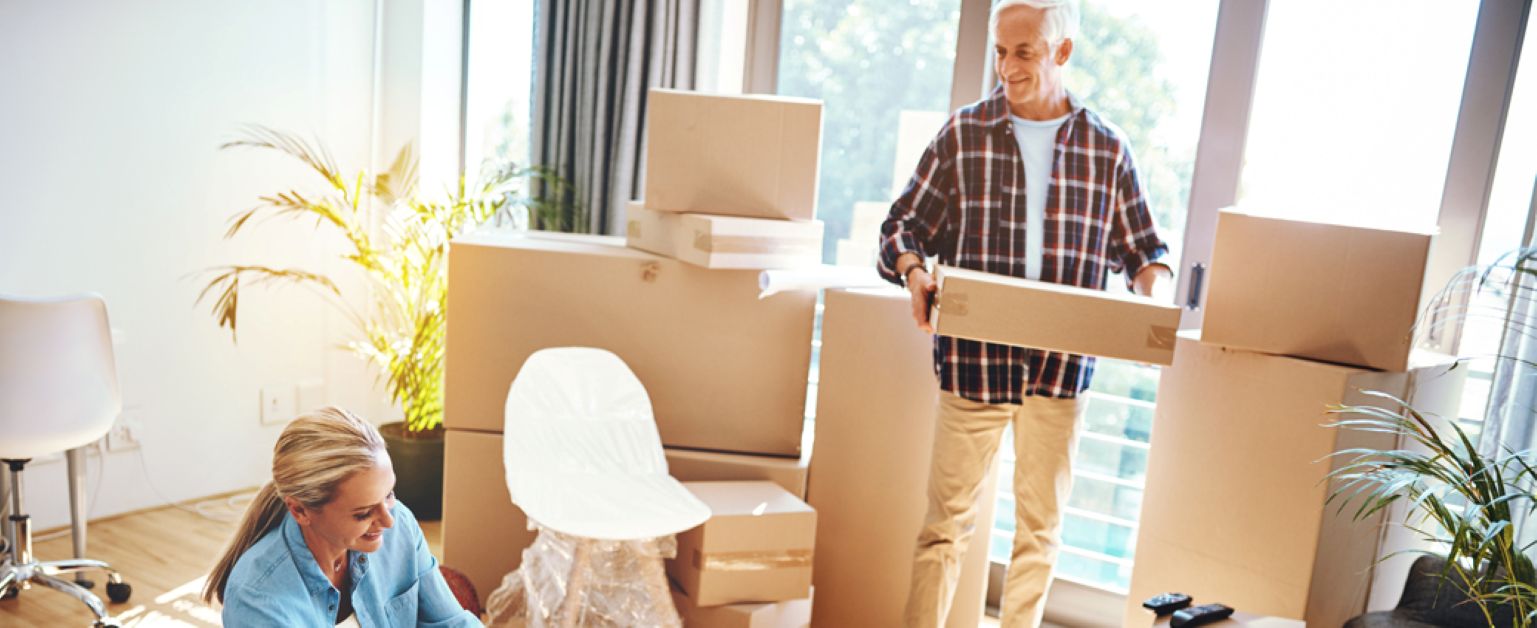 Couple packing boxes.