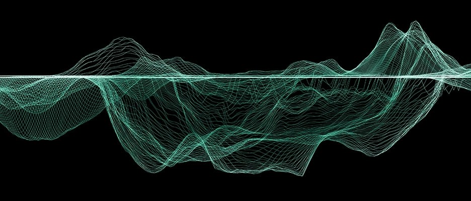 A dynamic abstract design featuring blue and black tones with light and smoke elements, evoking energy and creativity.