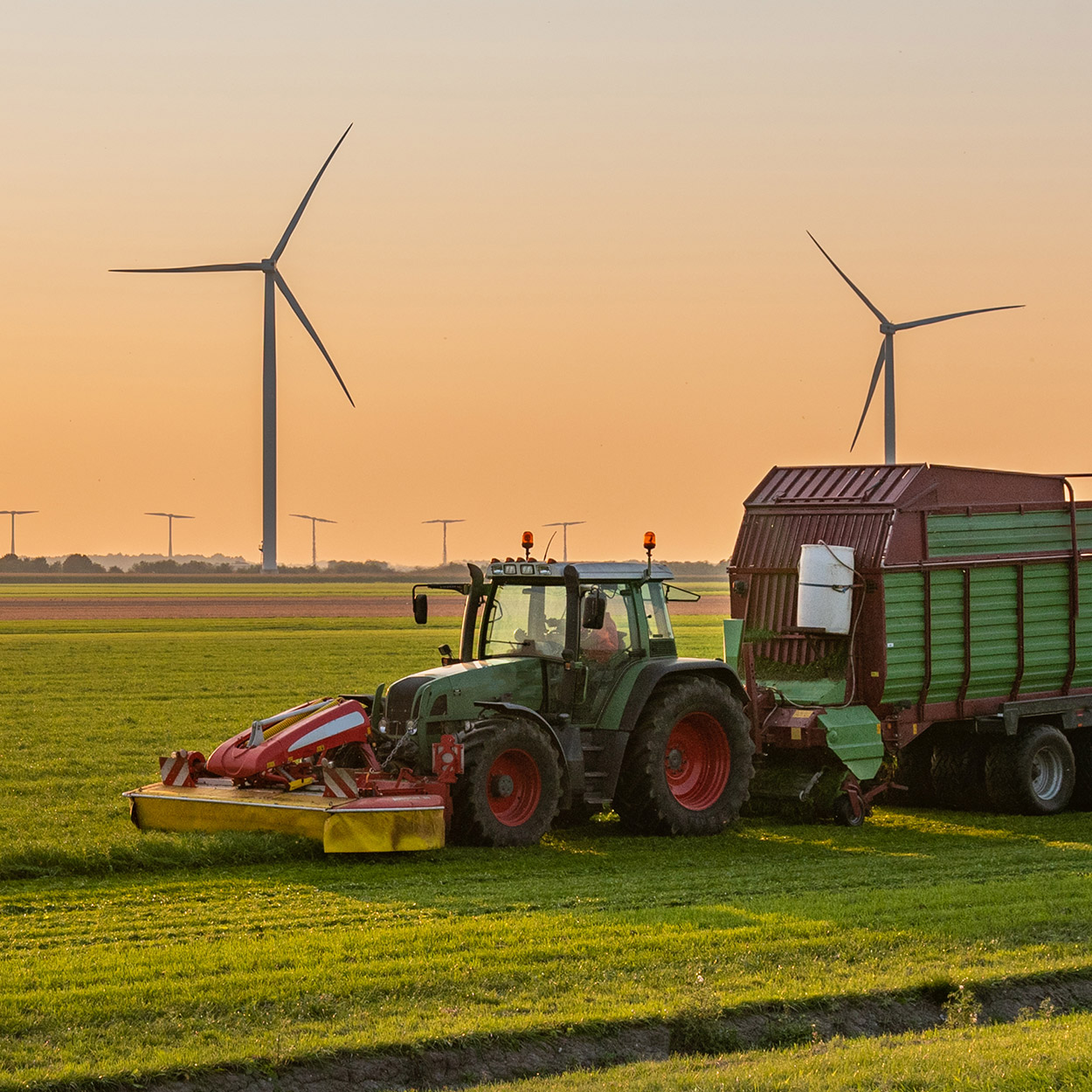 Agricultural machinery, such as tractors, are integral to farming operations in rural fields, enhancing farm productivity.