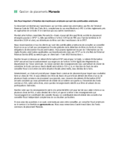 Mandat privé Actions mondiales Manuvie SPEP Relevés annuels d’information