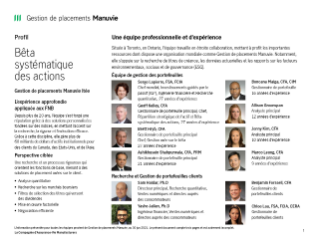 Équipe Gestion axée sur le bêta de Manuvie Profil