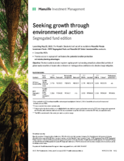 Manulife Climate Action fund quick reference sheet – Segregated fund edition