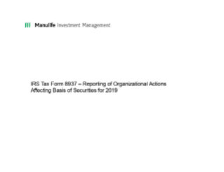 Formulaire IRS 8937 - Return of Capital Distribution Schedules (2019)