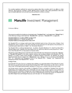 Prospectus for Manulife ETFs - August 2019