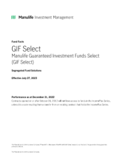 GIF Select EstatePlus Fund Facts