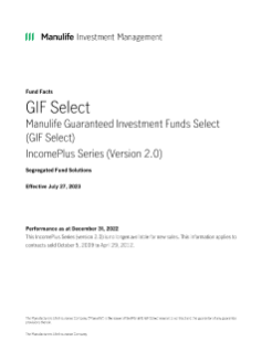 GIF Select IncomePlus (Version 2.0) Fund Facts