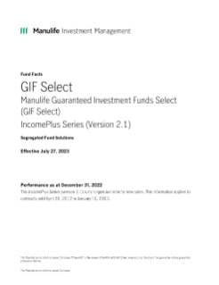 GIF Select IncomePlus (Version 2.1) Fund facts