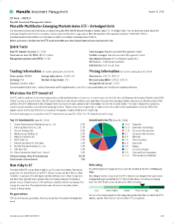 Manulife Multifactor Emerging Markets Index ETF - Unhedged Units