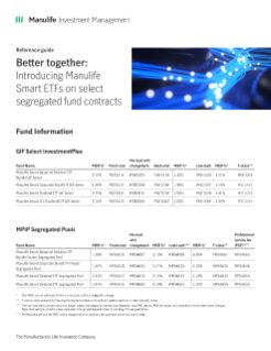 Manulife Smart ETF segregated funds reference sheet