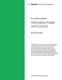 MK2790E - Manulife RetirementPlus Information Folder and Contract