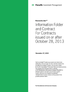 MK2798E - Manulife PensionBuilder® Information Folder & Contract
