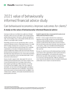 2021 value of behaviourally informed financial advice study
