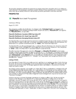 Prospectus for Manulife ETFs - August 2021