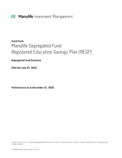 Manulife Segregated Fund Registered Education Savings Plan (RESP) Fund Facts