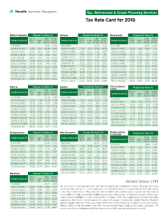 2019 Tax rate card