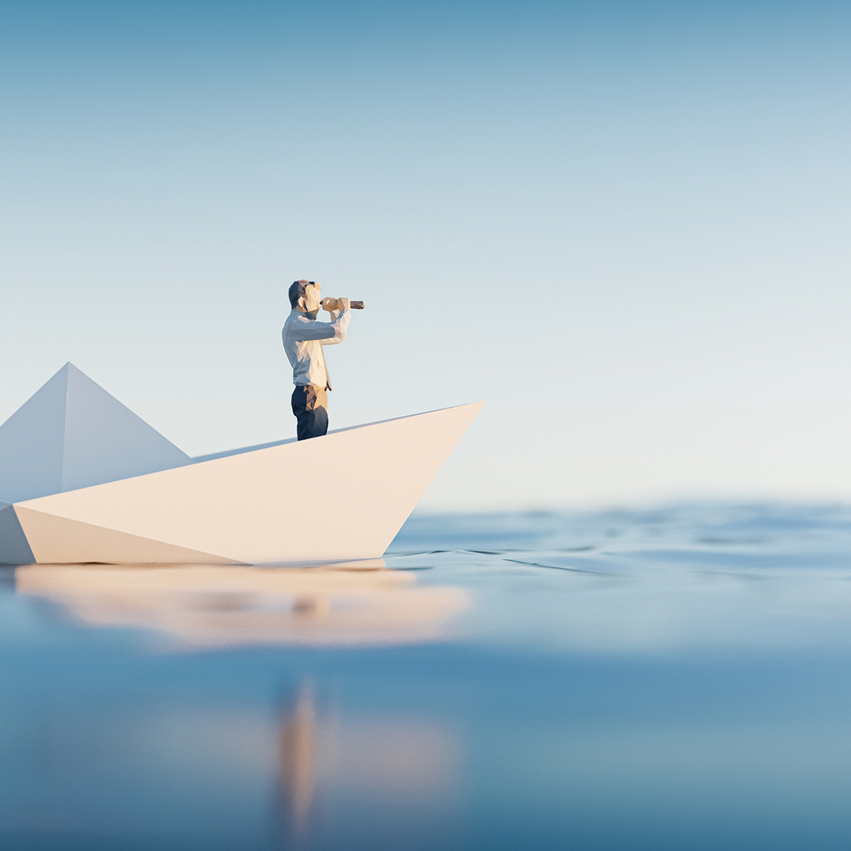 Photo d'une personne sur un bateau regardant à travers des jumelles.