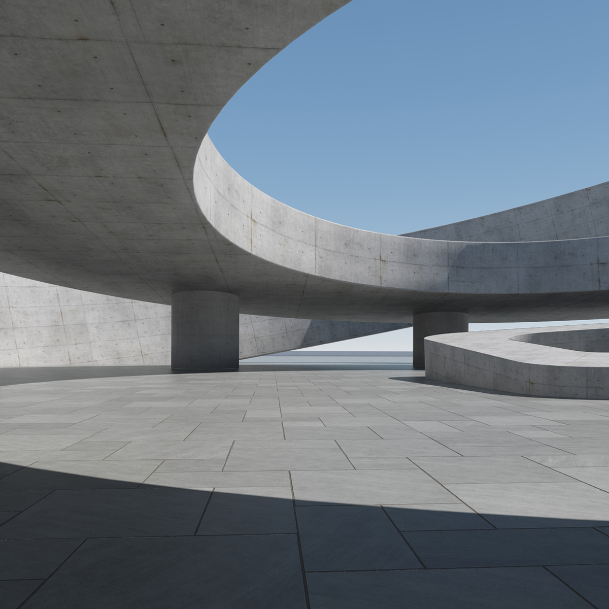 Bottom view of a modern structure