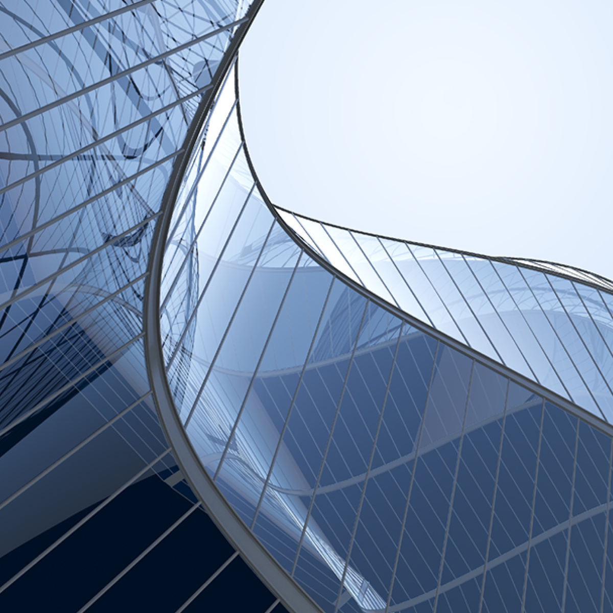 Un gratte-ciel moderne en verre reflète le ciel bleu, illustrant une architecture innovante et le dynamisme urbain.