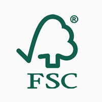 FSC logo with green letters and a green tree design above them