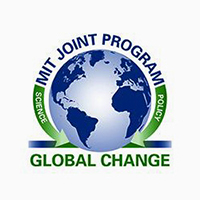 Global change logo, a blue globe with green and blue letters surrounding it 