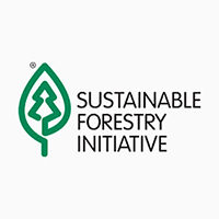 Sustainable Forestry Initiative logo with black letters and a green tree design next to them