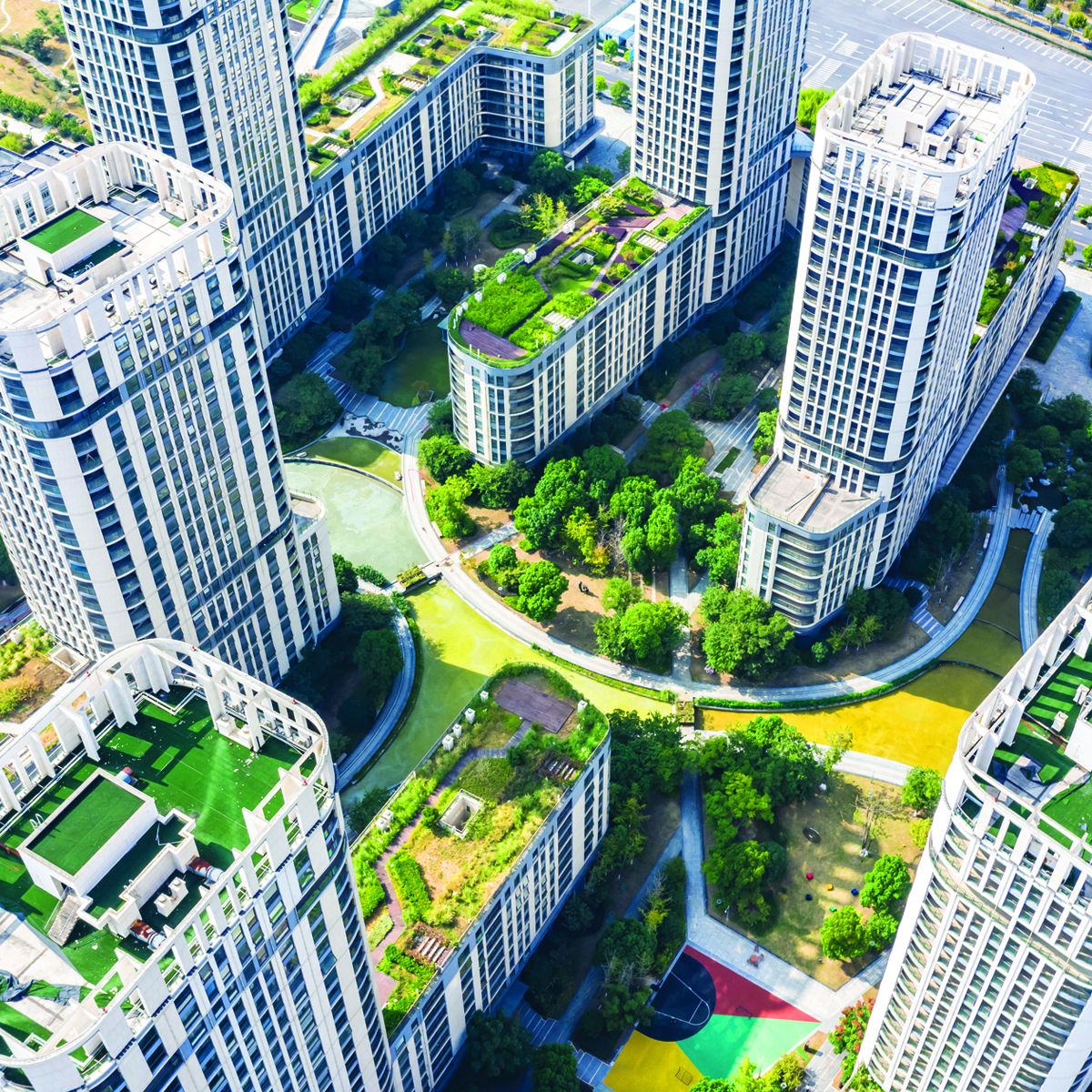 Experience the majestic view of the modern urban cityscape, featuring downtown architecture, bridges, and roads.