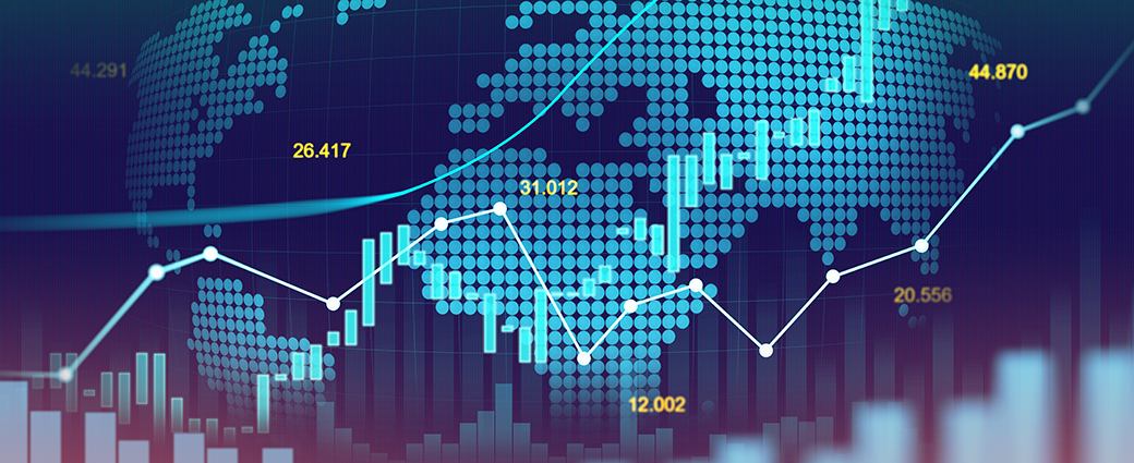 Zoomed in, digitized image of the globe with a line graph cutting aross it