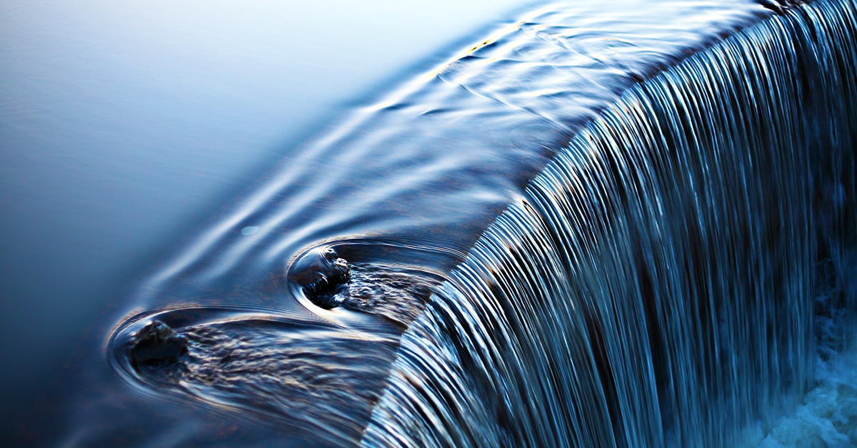 water flowing into a waterfall