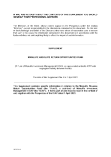 Absolute Return Opportunities supplement