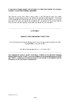 Emerging Market Debt supplement