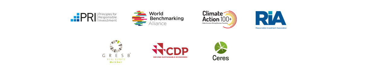 L’illustration donne quelques exemples de nos affiliations, notamment en lien avec les PIR (Principes pour l’investissement responsable), la World Benchmarking Alliance, Climate Action 100+, AIR (Association pour l’investissement responsable), le GRESB (Global ESG Benchmark for Real Assets), le CDP (Carbon Disclosure Project) et Ceres.