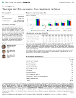 Stratégie Titres à revenu fixe canadiens de base
