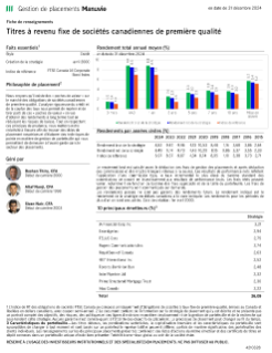 Titres à revenu fixe de sociétés canadiennes de première qualité