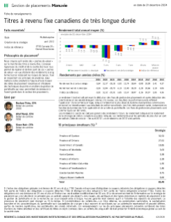Titres à revenu fixe canadiens de très longue durée