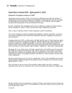 Manulife Investment Management Global Macro Outlook 2020 – fiscal policy in 2020