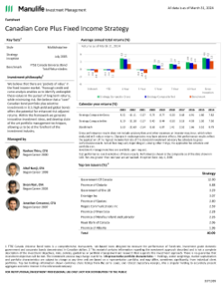 Canadian Core Plus Fixed Income Fact Sheet