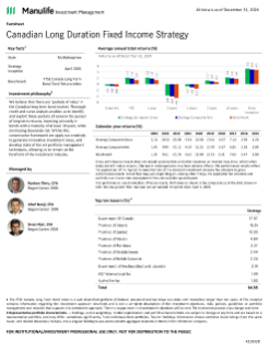 Canadian Long Duration Fixed Income fact sheet