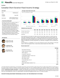 Canadian Short Duration Fixed Income fact sheet