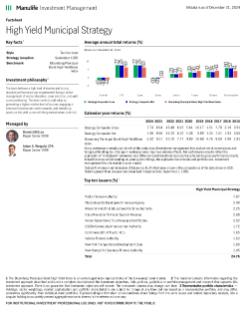 High Yield Municipal fact sheet