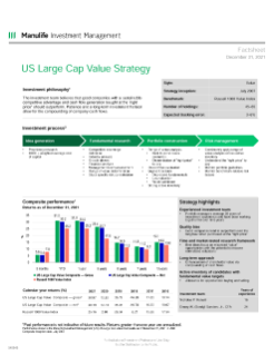U.S. Large Cap Value fact sheet (CAD)