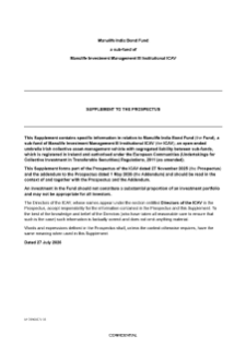 Manulife India Bond Fund Supplement