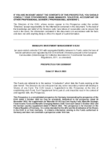 Manulife Investment Management I ICAV German prospectus