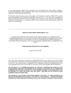 Manulife Investment Management I PLC German prospectus