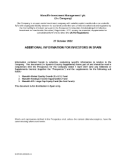 Spain Country Supplement | Manulife Investment Management I PLC