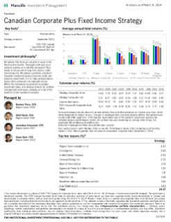 Canadian Corporate Plus Fixed Income fact sheet