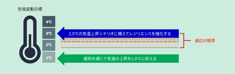 Graphic illustrates the limits of adaptation, highlighting that it should not take the place of mitigation.