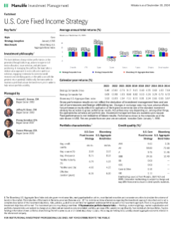 U.S. Core Fixed Income Fact Sheet