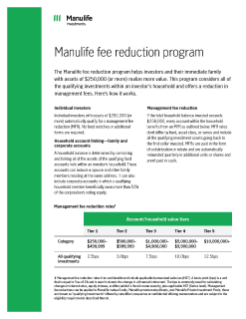 Manulife fee reduction program