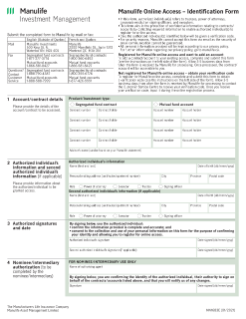 Manulife Online Access Identification Form - Investments (NN1683E)