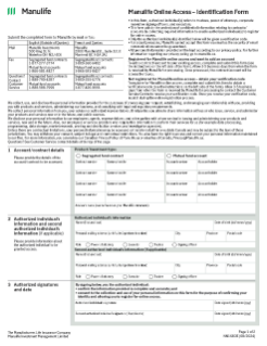 NN1683E - Manulife Online Access Identification Form - Investments